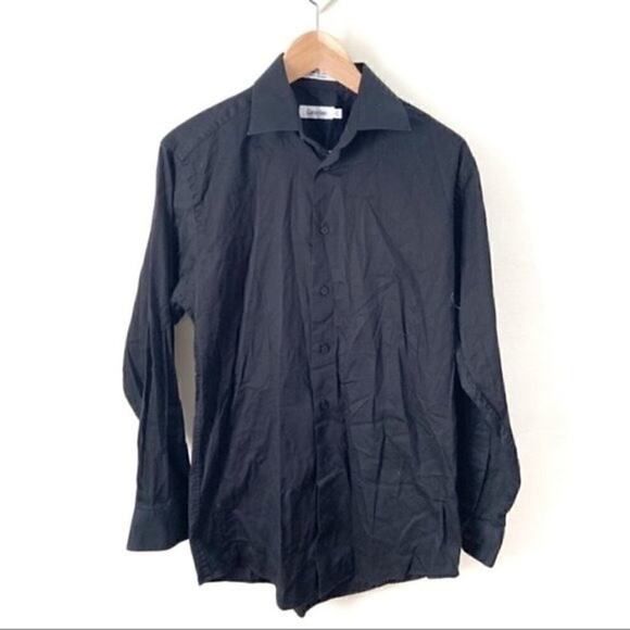 Calvin Klein 15 32/33 men black button down shirt - Picture 1 of 4